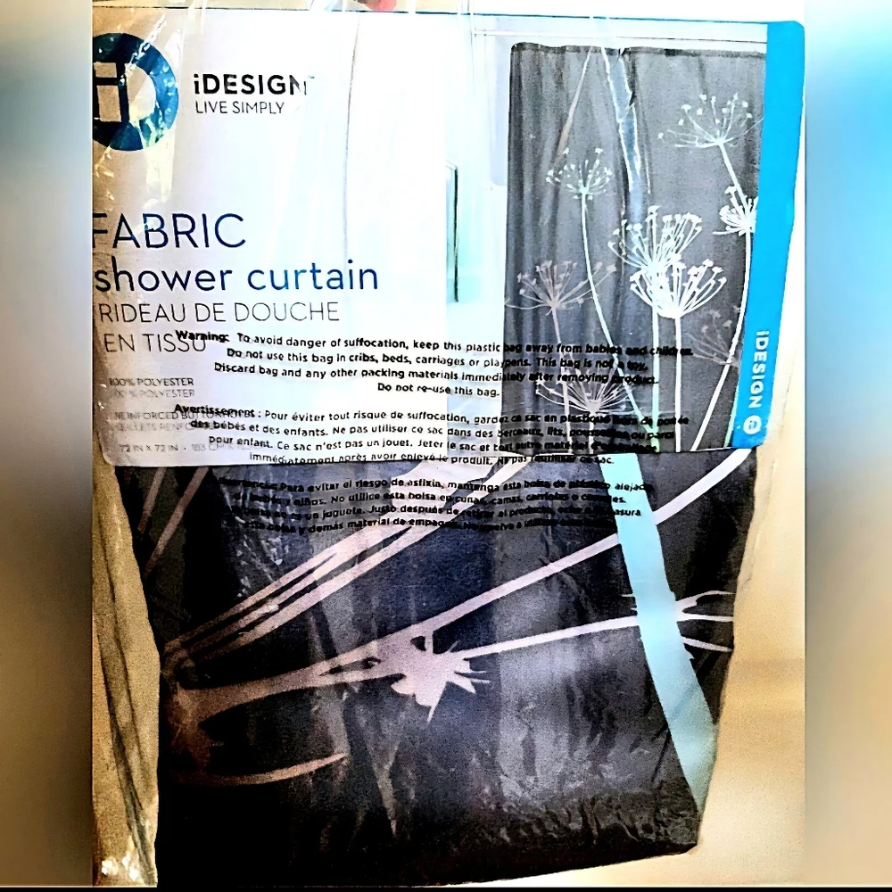 NWT IDesign Thistle Fabric Shower Curtain  (72